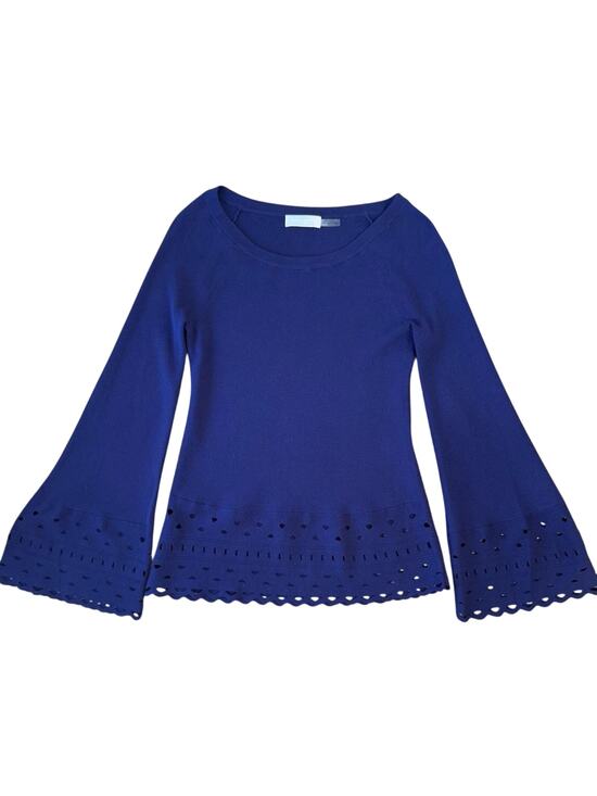 Ramy Brook Sweaters - Ramy Brook Diane Sweater Laser-Cut Bell Sleeve Boatneck Navy Size Women's XS